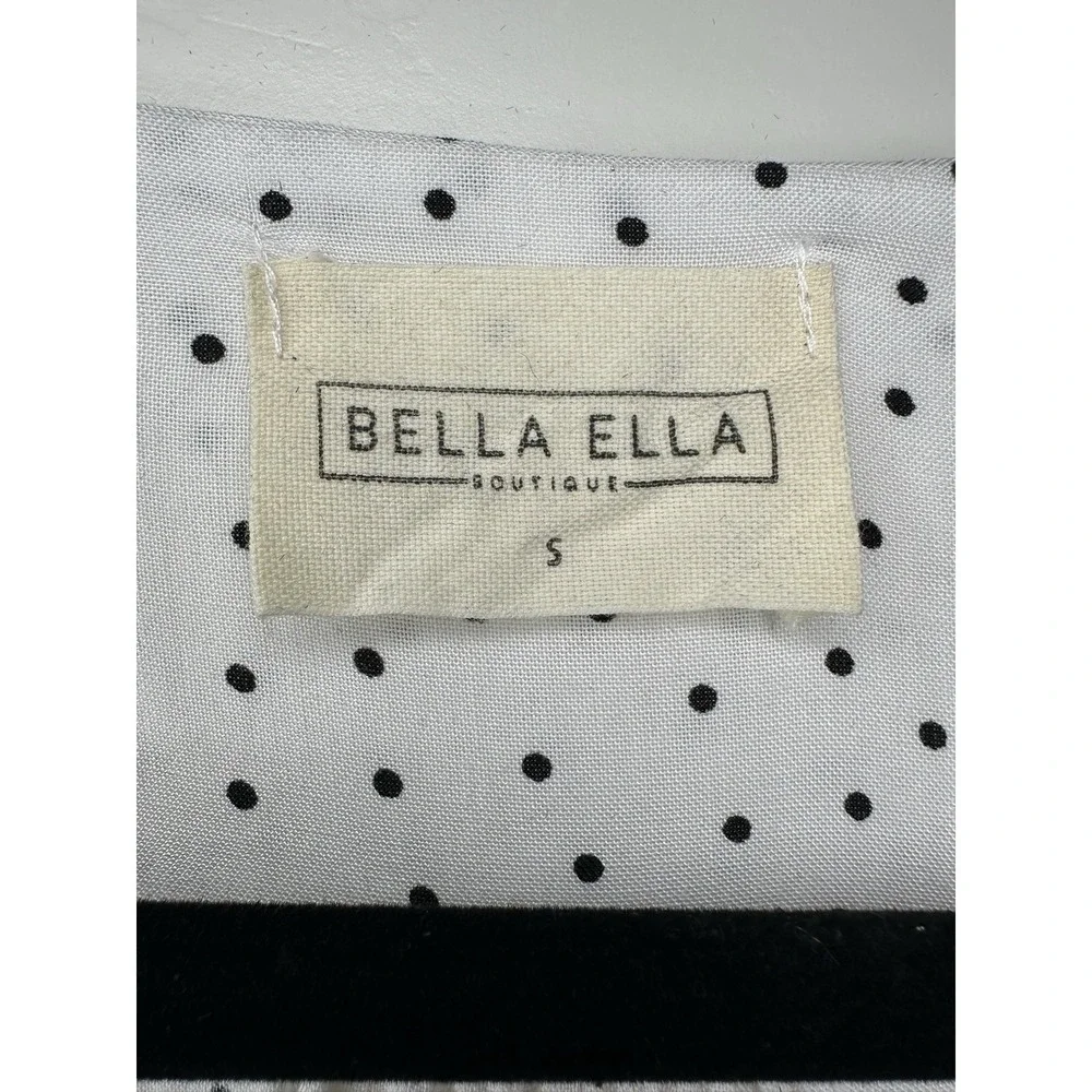 Bella Ella White Black Polka Dot Faux Wrap Dress Rayon S Summer Wedding Guest‎